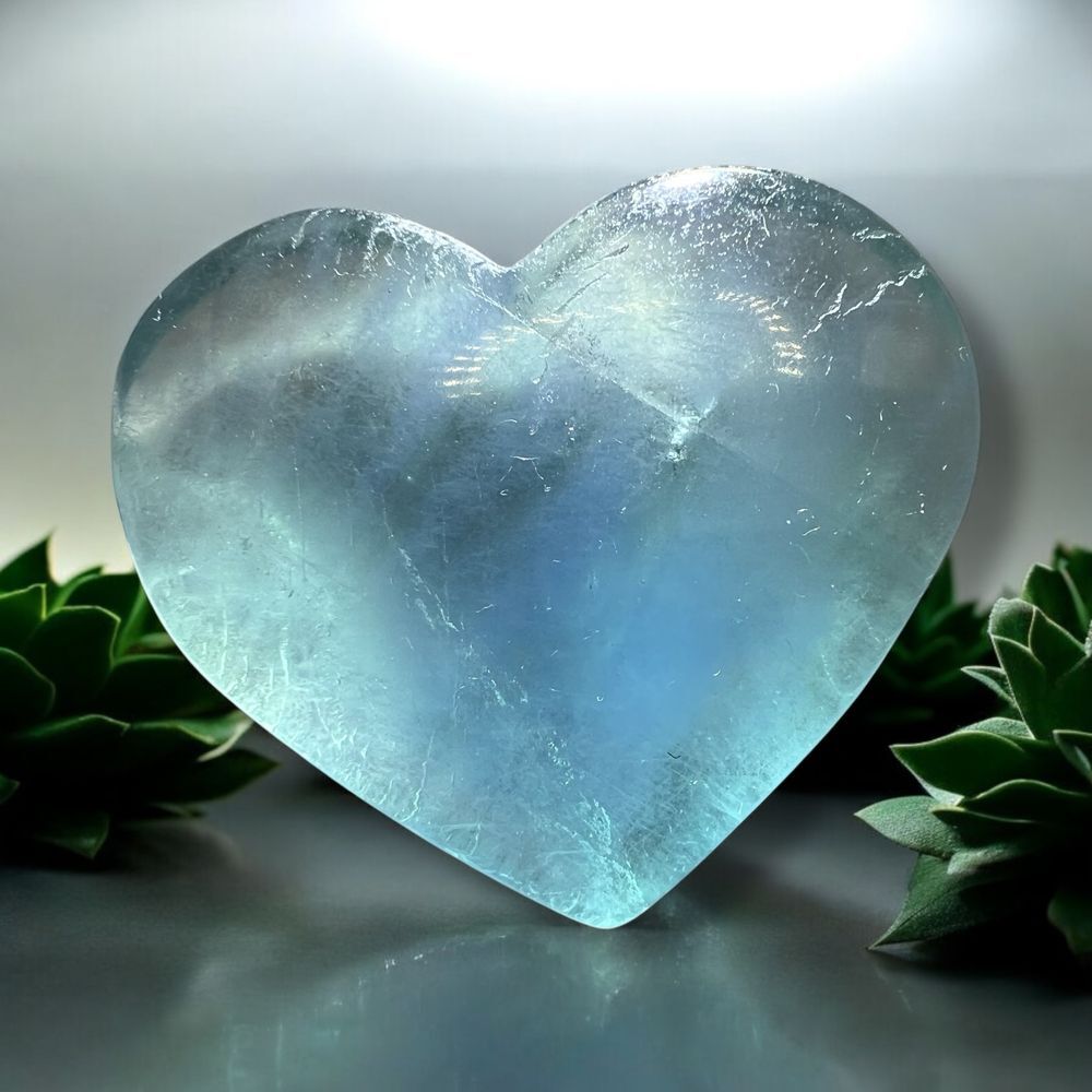 Blue Green Fluorite‎ Crystal Heart